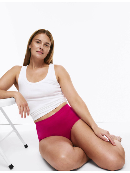 Marks & Spencer Stoma pamučne gaćice do struka, 3 kom Marks & Spencer ružičaste