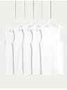 Marks & Spencer Paket od 5 majica bez rukava od čistog pamuka (2-16 godina) Marks & Spencer White