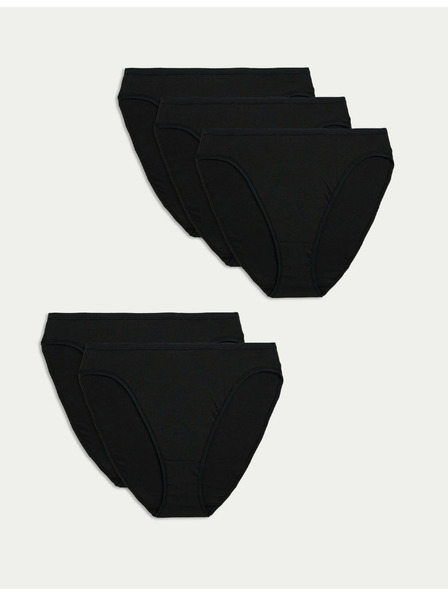 Marks & Spencer Marks & Spencer High Cut No Visible Hem Pamuk Modal Komplet od 5 komada crni