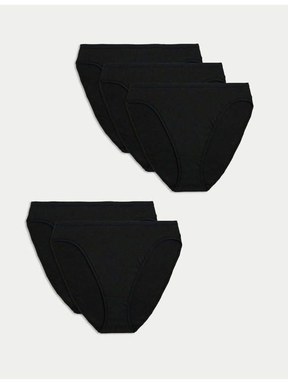 Marks & Spencer Marks & Spencer High Cut No Visible Hem Pamuk Modal Komplet od 5 komada crni