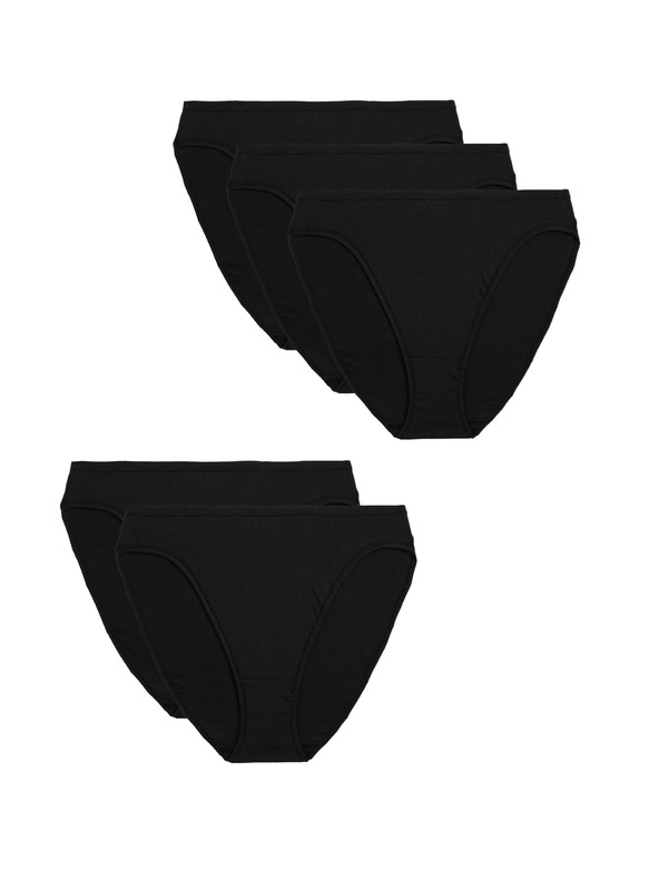 Marks & Spencer Marks & Spencer High Cut No Visible Hem Pamuk Modal Komplet od 5 komada crni