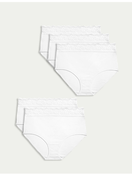 Marks & Spencer Set od pet ženskih gaćica s detaljima od čipke u bijeloj boji Marks & Spencer