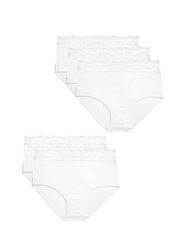 Marks & Spencer Set od pet ženskih gaćica s detaljima od čipke u bijeloj boji Marks & Spencer