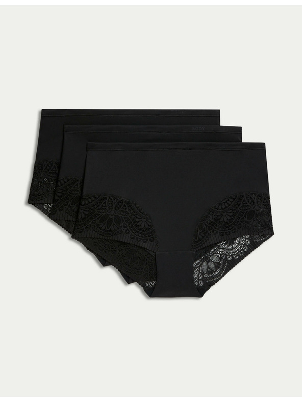 Marks & Spencer Komplet od tri ženske čipkaste gaćice visokog struka u crnoj boji marke Marks & Spencer