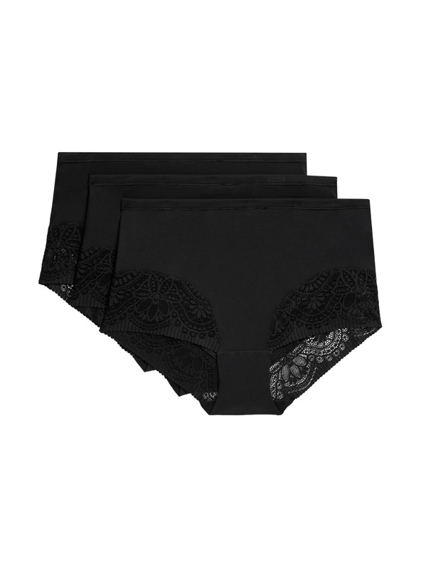 Marks & Spencer Komplet od tri ženske čipkaste gaćice visokog struka u crnoj boji marke Marks & Spencer