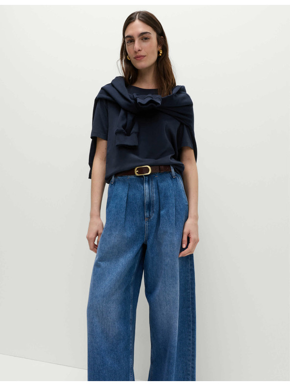 Marks & Spencer Tamnoplava ženska pamučna basic majica Marks & Spencer