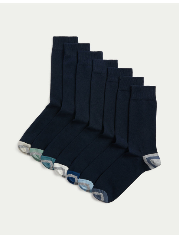 Marks & Spencer 7 pari Cool & Fresh™ High Cotton Marks & Spencer tamnoplavih čarapa