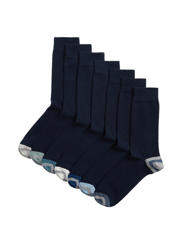 Marks & Spencer 7 pari Cool & Fresh™ High Cotton Marks & Spencer tamnoplavih čarapa