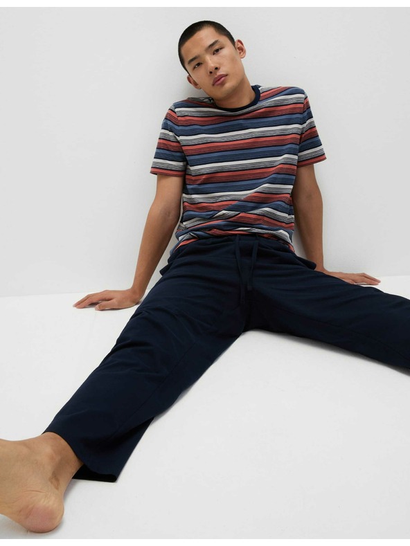 Marks & Spencer Marks & Spencer prugasta ombre pidžama od čistog pamuka tamnoplava