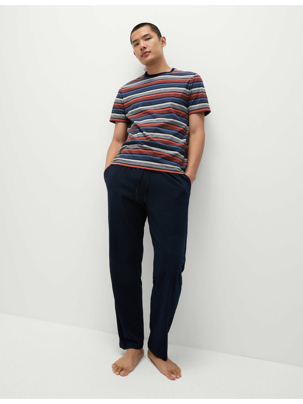 Marks & Spencer Marks & Spencer prugasta ombre pidžama od čistog pamuka tamnoplava
