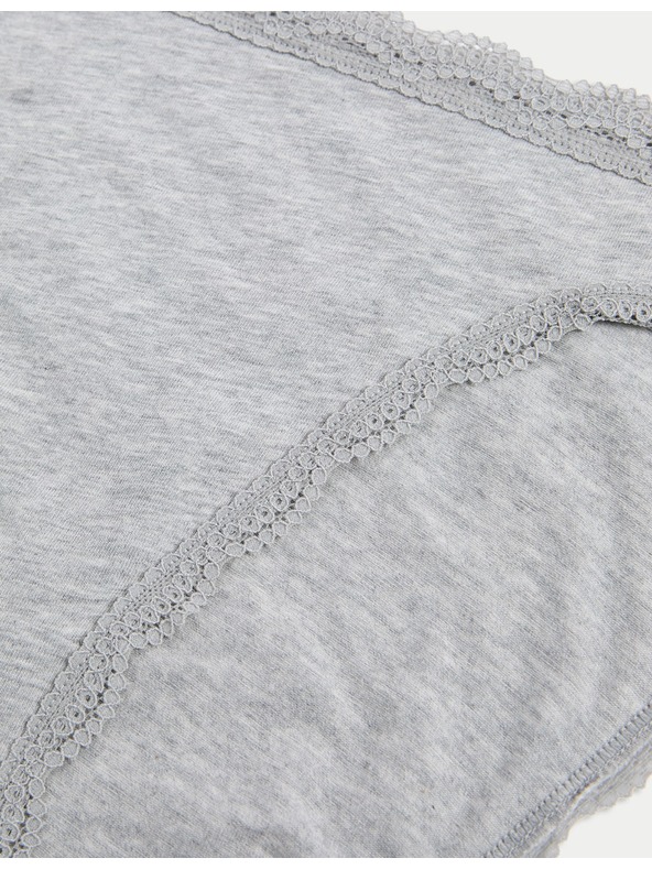 Marks & Spencer Visoko izrezane pamučne čipkaste gaćice 3 pakiranja Marks & Spencer Green