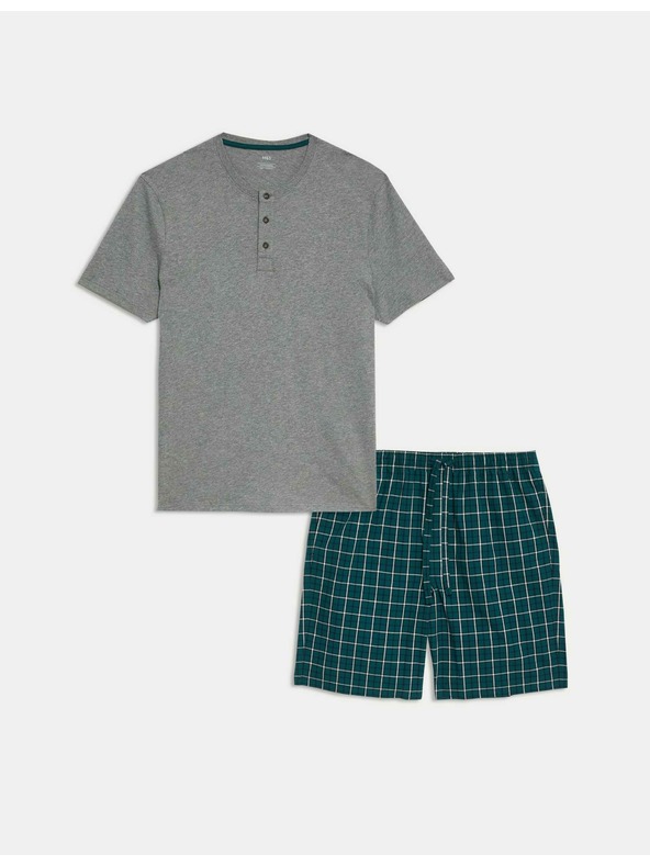 Marks & Spencer Marks & Spencer Green Check Pure Cotton Pidžama set