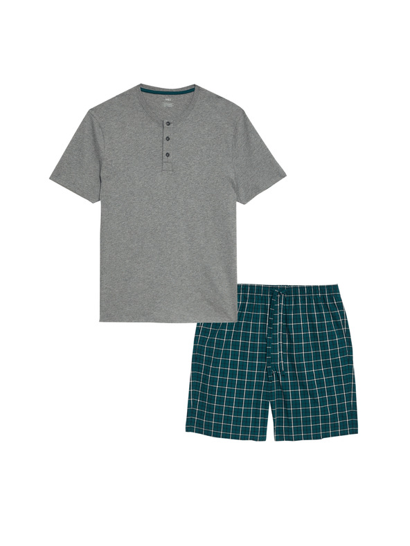 Marks & Spencer Marks & Spencer Green Check Pure Cotton Pidžama set