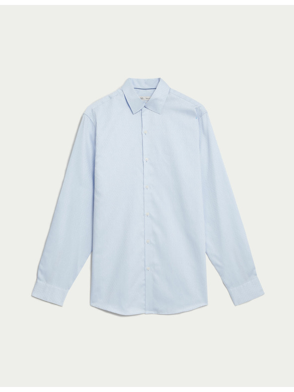 Marks & Spencer Marks & Spencer plava standardna košulja od čistog pamuka s malim točkicama