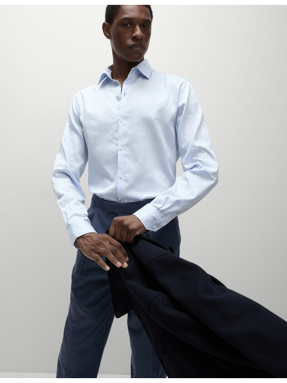 Marks & Spencer Marks & Spencer plava standardna košulja od čistog pamuka s malim točkicama