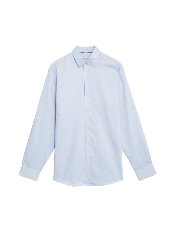 Marks & Spencer Marks & Spencer plava standardna košulja od čistog pamuka s malim točkicama