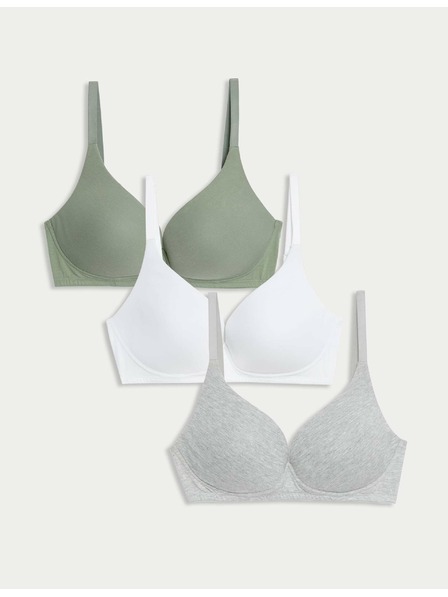 Marks & Spencer Glatki duboki grudnjak bez žica, veličina A-E, 3 u paketu Marks & Spencer zeleni