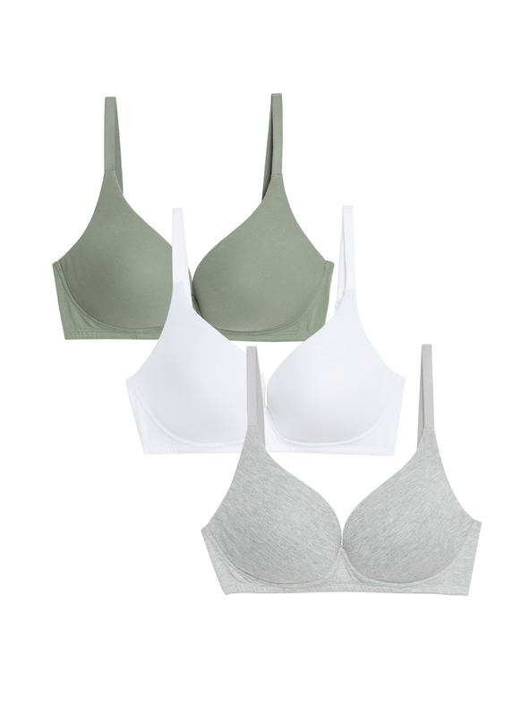 Marks & Spencer Glatki duboki grudnjak bez žica, veličina A-E, 3 u paketu Marks & Spencer zeleni