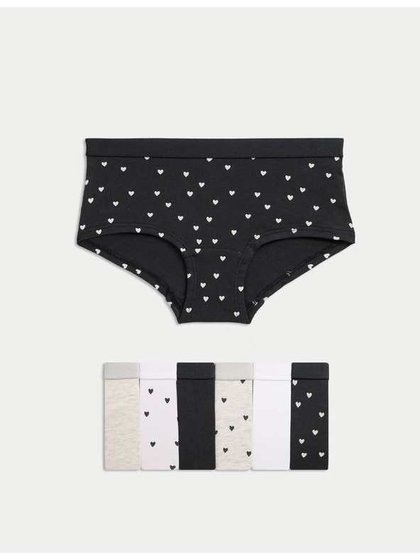 Marks & Spencer Kratke hlače s visokim udjelom pamuka i motivom srca, 7 komada (5–16 godina) Marks & Spencer crna