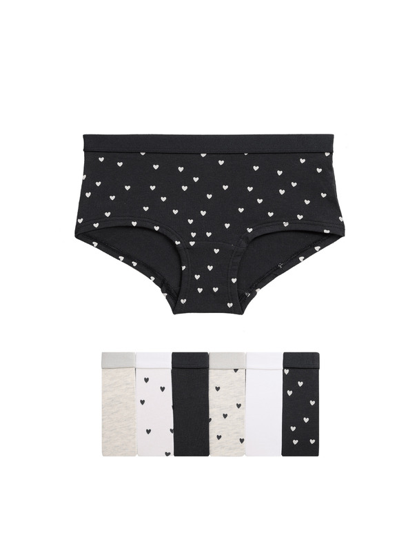 Marks & Spencer Kratke hlače s visokim udjelom pamuka i motivom srca, 7 komada (5–16 godina) Marks & Spencer crna