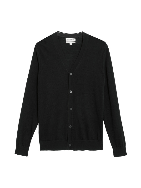 Marks & Spencer Kardigan s V-izrezom od vune merino Marks & Spencer crna