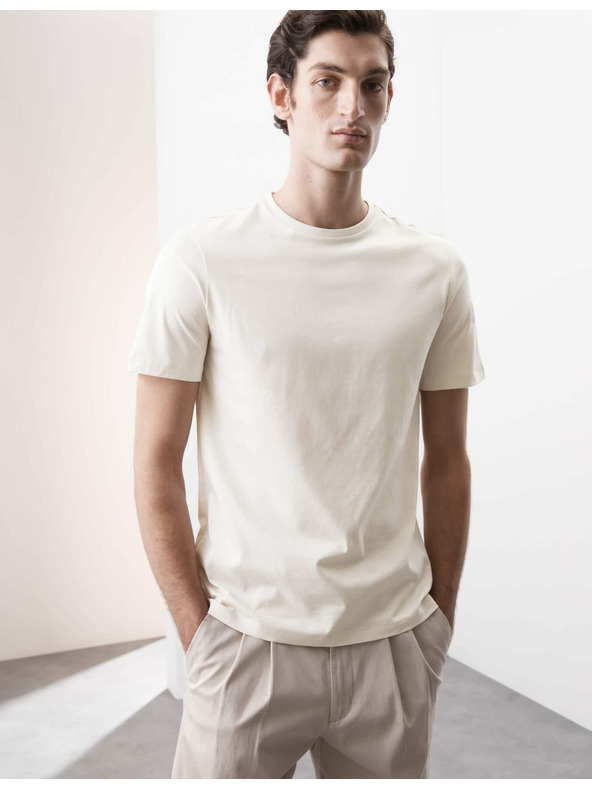 Marks & Spencer Majica od premium pamuka, uski kroj Marks & Spencer krem