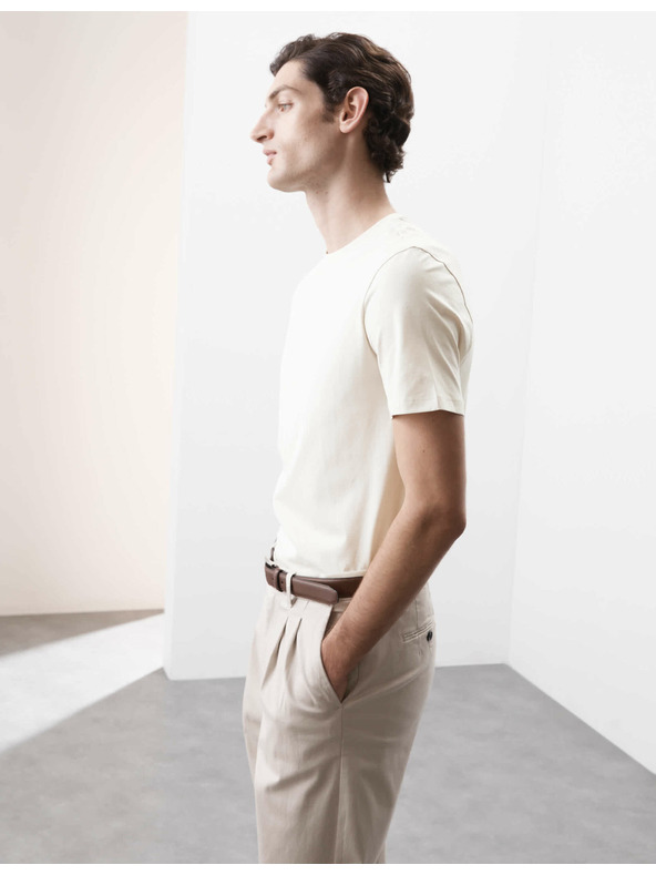 Marks & Spencer Majica od premium pamuka, uski kroj Marks & Spencer krem