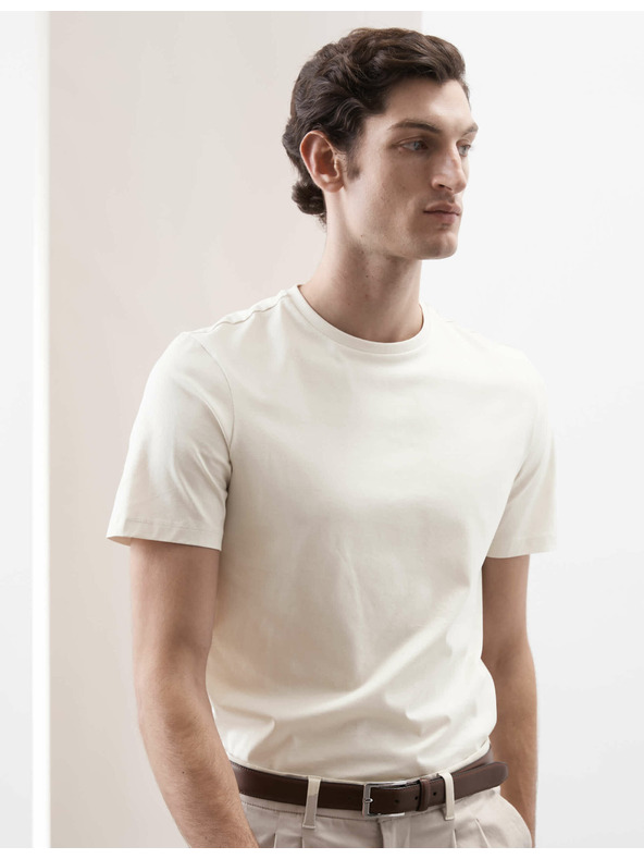 Marks & Spencer Majica od premium pamuka, uski kroj Marks & Spencer krem