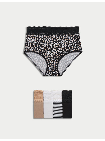 Marks & Spencer Gaćice visokog struka s printom i visokim udjelom pamuka, 5 kom Marks & Spencer bijele