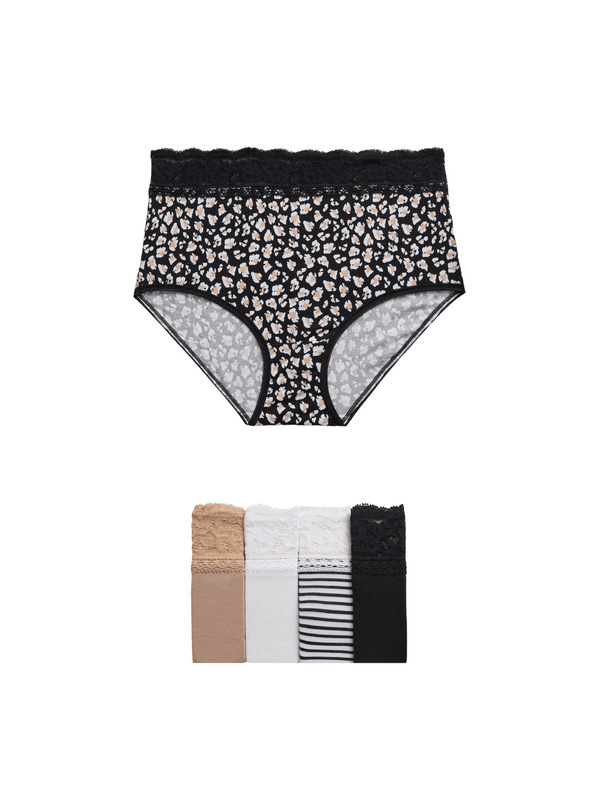 Marks & Spencer Gaćice visokog struka s printom i visokim udjelom pamuka, 5 kom Marks & Spencer bijele