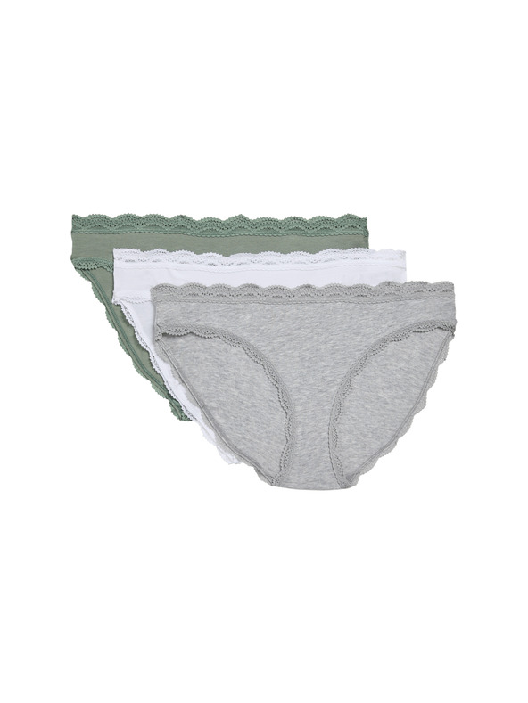 Marks & Spencer Pamučne bikini gaćice s čipkom, set od 3 kom Marks & Spencer zelena