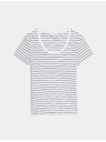 Marks & Spencer Prugasta majica s ovalnim izrezom, s visokim udjelom pamuka Marks & Spencer bijela