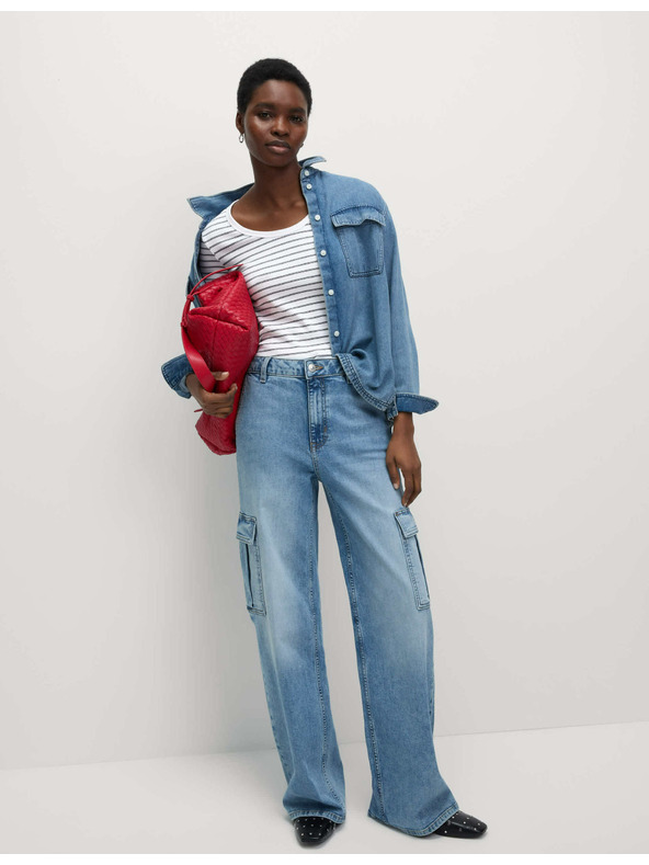 Marks & Spencer Prugasta majica s ovalnim izrezom, s visokim udjelom pamuka Marks & Spencer bijela