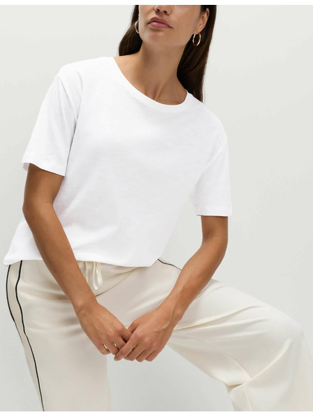 Marks & Spencer Široka bijela majica od pamuka i modala Marks & Spencer