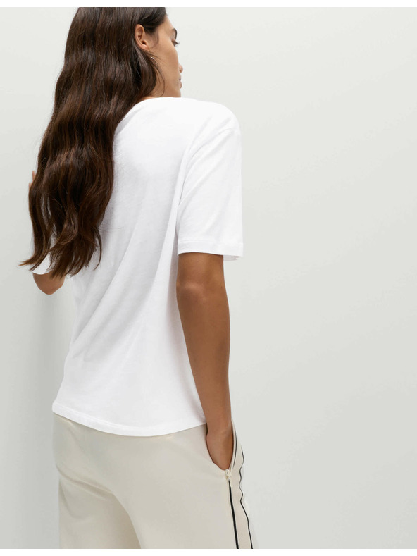 Marks & Spencer Široka bijela majica od pamuka i modala Marks & Spencer