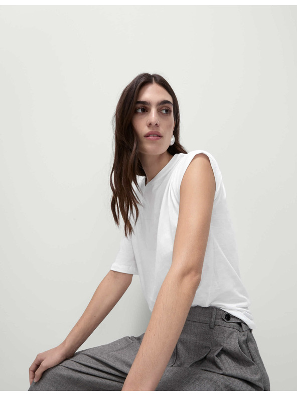 Marks & Spencer Široka bijela majica od pamuka i modala Marks & Spencer