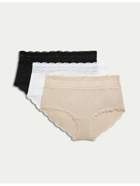 Marks & Spencer Kratke hlačice s visokim strukom i visokim udjelom pamuka, 3 kom Marks & Spencer bež