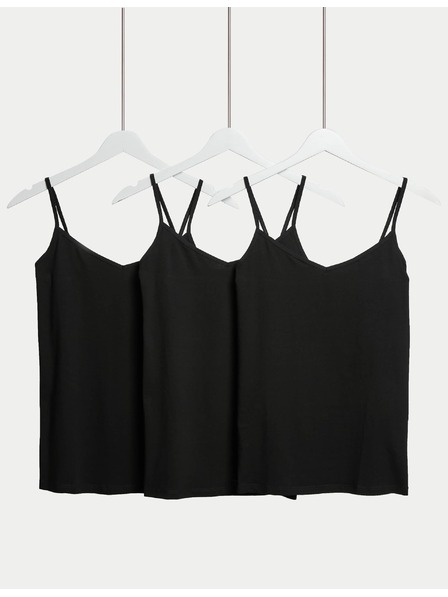 Marks & Spencer Top na bretele s visokim udjelom pamuka, 3 kom Marks & Spencer crna