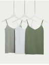 Marks & Spencer Top na bretele s visokim udjelom pamuka, 3 kom Marks & Spencer zelena