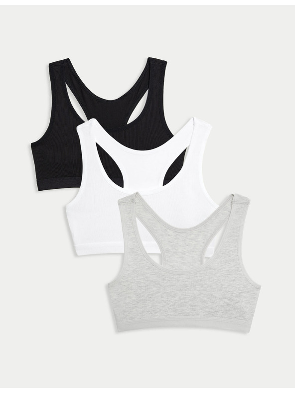 Marks & Spencer Marks & Spencer visoke pamučne skraćene majice 3 pakiranja (6-16 godina) sive