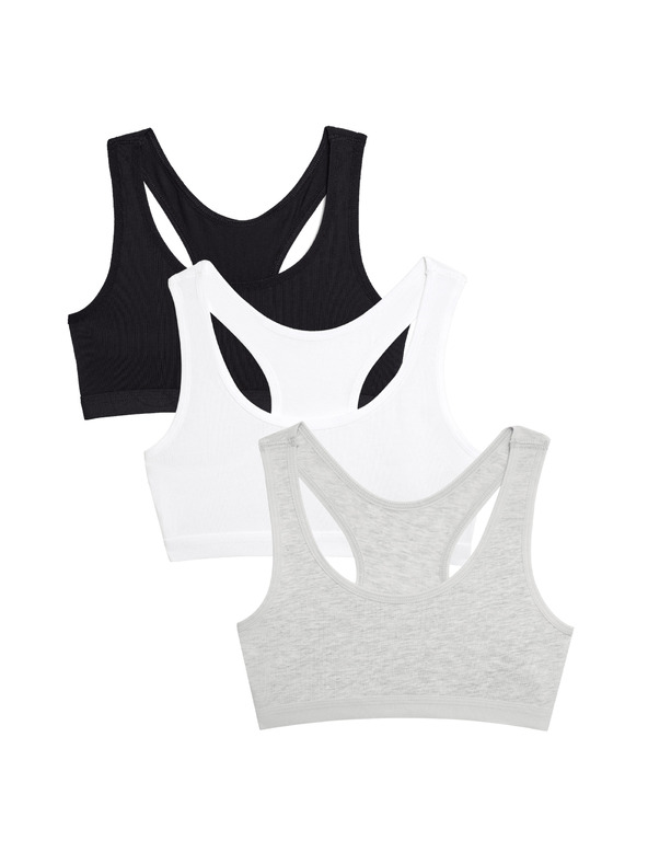 Marks & Spencer Marks & Spencer visoke pamučne skraćene majice 3 pakiranja (6-16 godina) sive