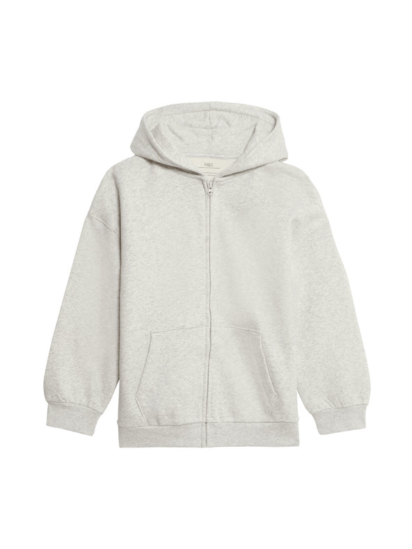 Marks & Spencer Dukserica s kapuljačom, zatvaranjem na patent i visokim udjelom pamuka (6–16 godina) Marks & Spencer siva