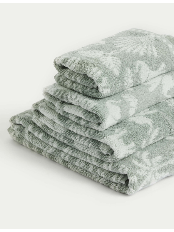 Marks & Spencer Ručnik od čiste pamučne tkanine s motivom slona i palmi Marks & Spencer zelena