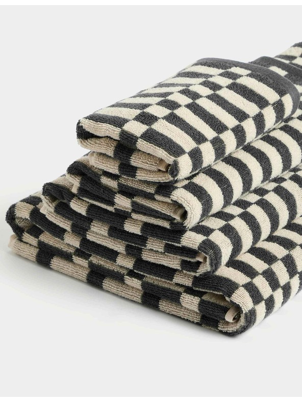 Marks & Spencer Ručnik od čiste pamučne tkanine s geometrijskim motivom kocaka Marks & Spencer siva