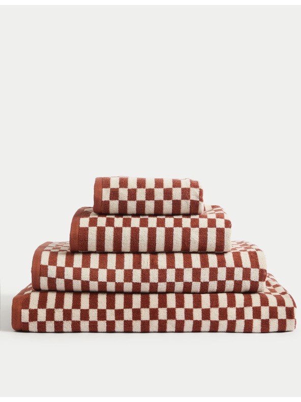 Marks & Spencer Ručnik od čiste pamučne tkanine s geometrijskim motivom kocaka Marks & Spencer siva