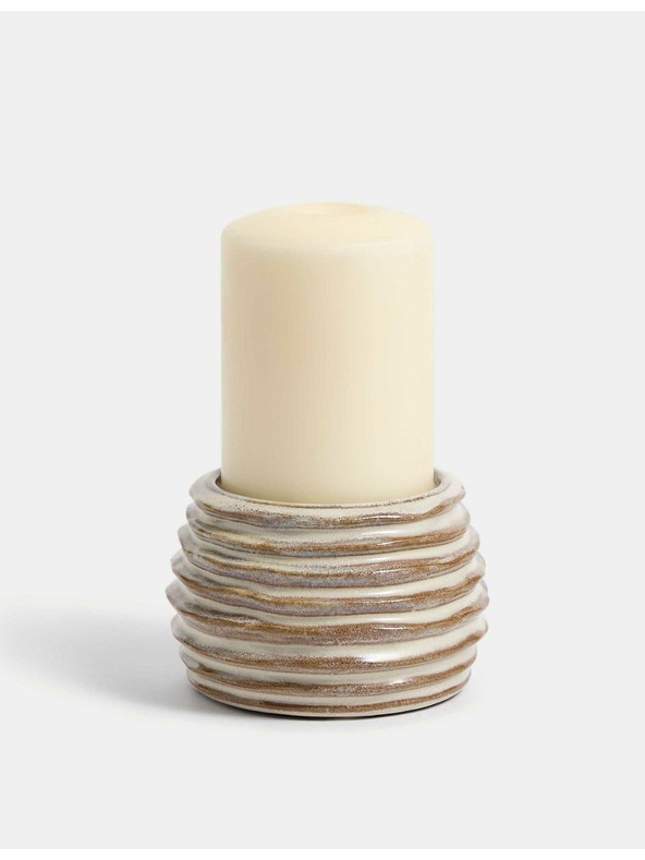 Marks & Spencer Rebrasti keramički svijećnjak Marks & Spencer krem