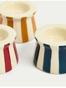 Marks & Spencer Set od 3 prugasta keramička nosača čajnih svijeća Marks & Spencer višebojan
