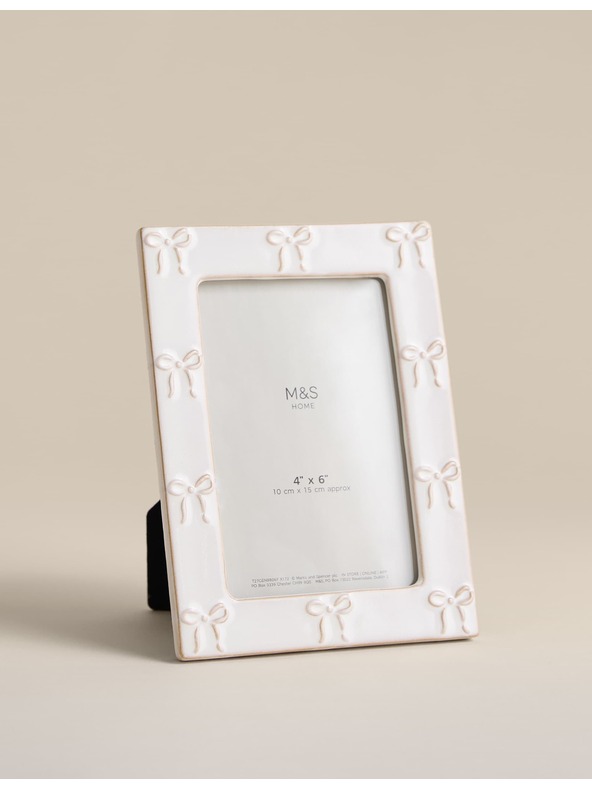 Marks & Spencer Okvir za slike s keramičkom mašnom 4x6 inča Marks & Spencer bijela