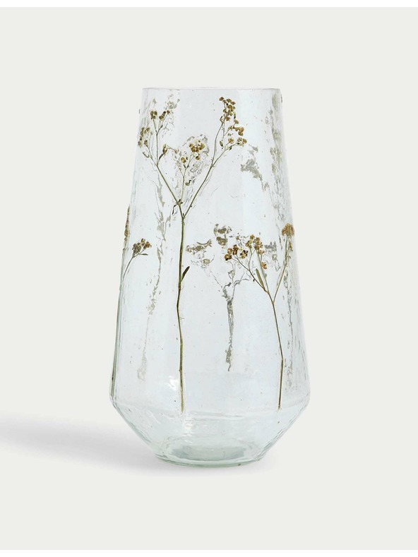 Marks & Spencer Staklena vaza s motivom cvijeća Marks & Spencer bež