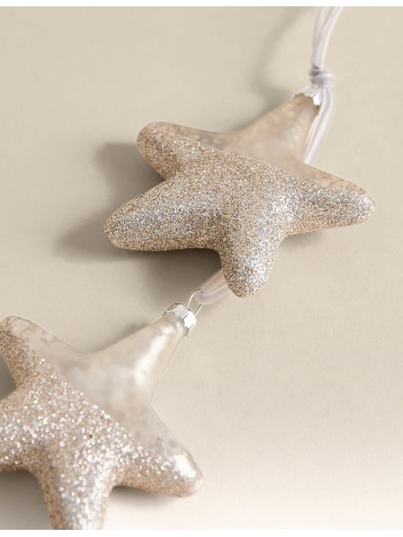 Marks & Spencer Set od 2 šljokičaste ukrašne kugle sa zvijezdama i živinom Marks & Spencer srebrna